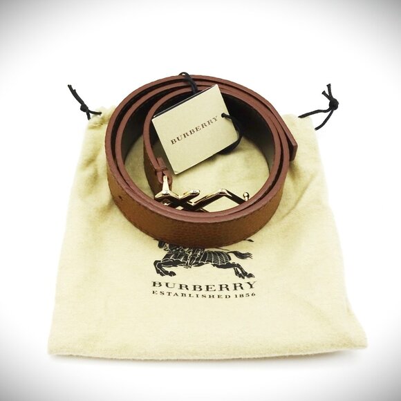 BURBERRY Genuine Mid Camel Color Pebble Leather Gold Tone Buckle Belt Size 28/70 - Picture 1 of 9